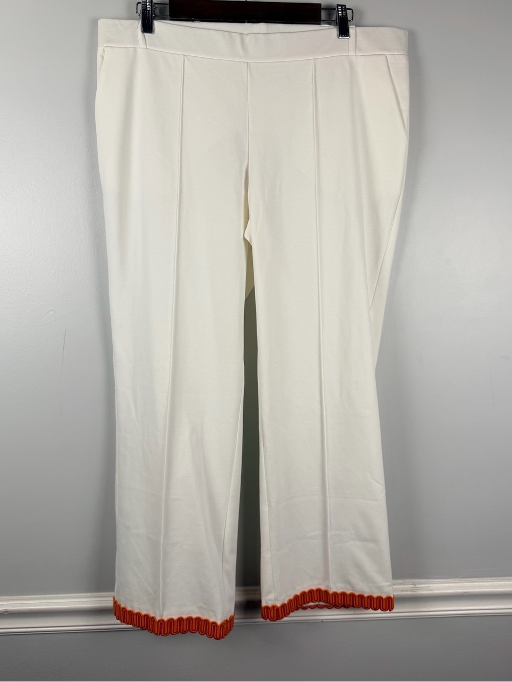New vilagallo white WHITE TROUSERS WITH red and orange hem size 48/usa 14